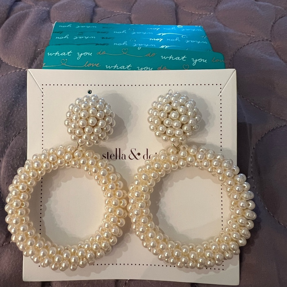 Stella & Dot Pearl Hoop Earrings